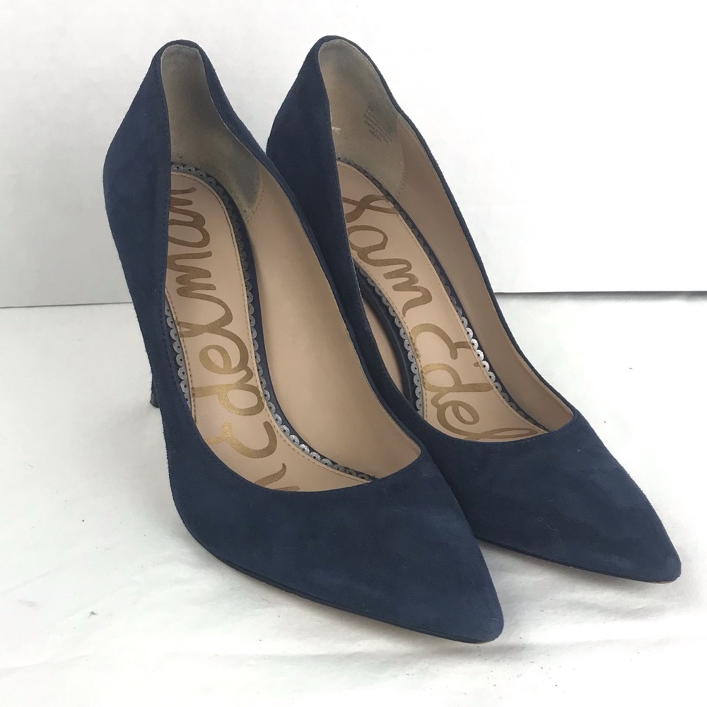 Sam Edelman Hazel Blue Suede Heels Sz 8